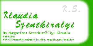 klaudia szentkiralyi business card